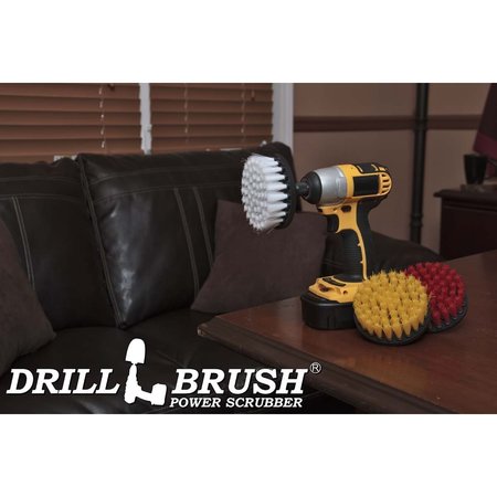 Drillbrush Cleaning Supplies - Drill Brush - Soft, Medium, Stiff Scrub Brush 4in-Lim-Short-WH-YEL-RD